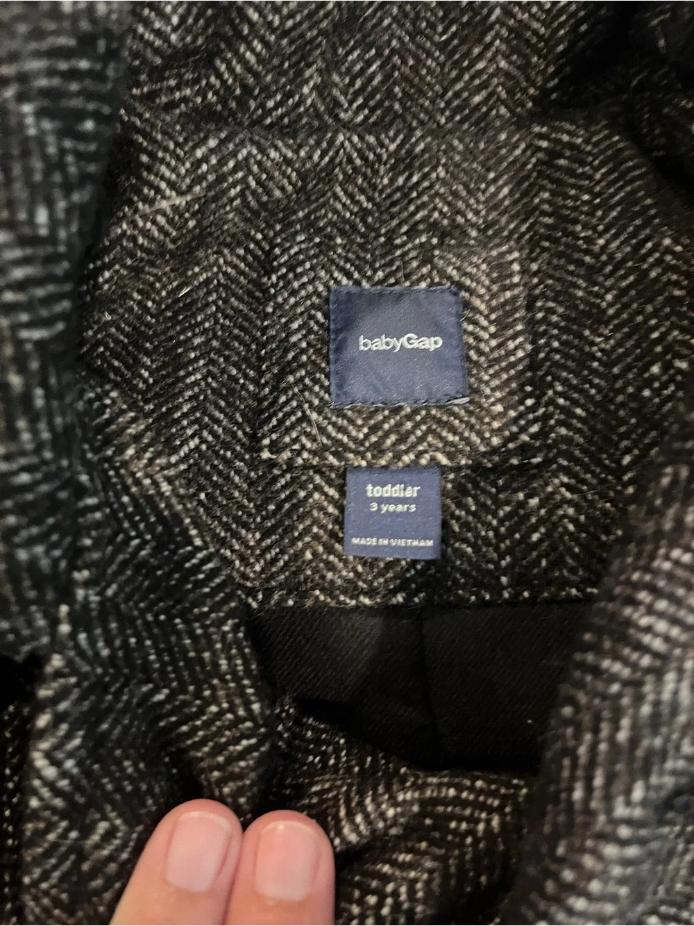 GAP Kids Double-Breasted Herringbone Peacoat - Dark Gray